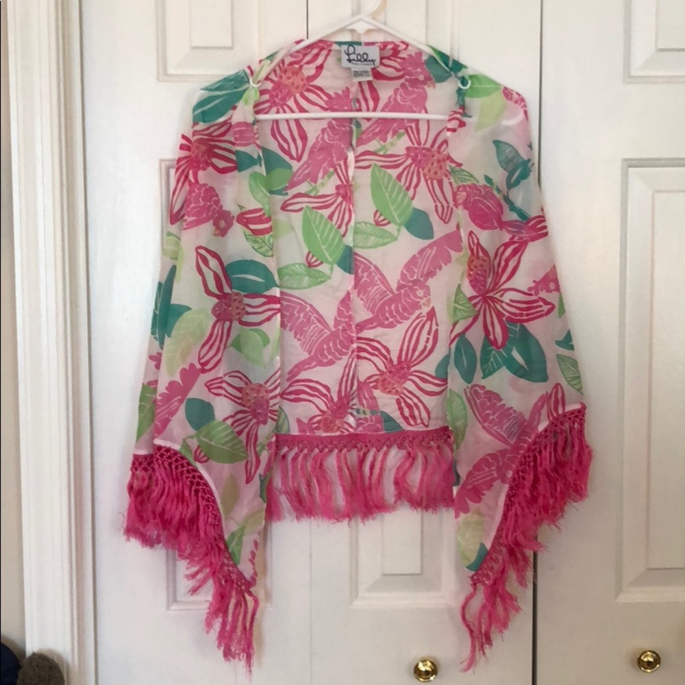 Lilly Pulitzer Pink and Green Floral Shawl